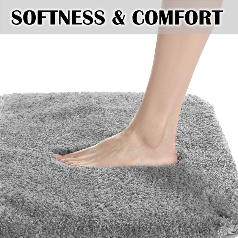 Suchtale Bathroom Contour Rug Non Slip Bath Mat Water Absorbent Soft Microfiber Shaggy Bathroom Mat Machine Washable Bath Rug for Bathroom Thick Plush U Shape Toilet Rug (20 x 24, Grey) - Image 3